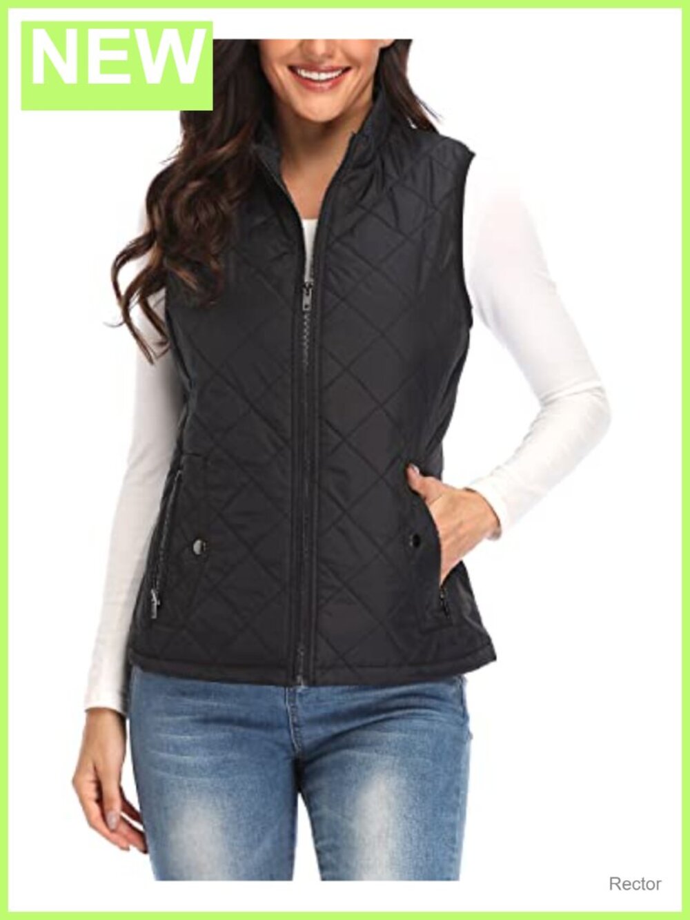 Women's Quilted Lightweight Padded Vest Zip Pockets Gilet